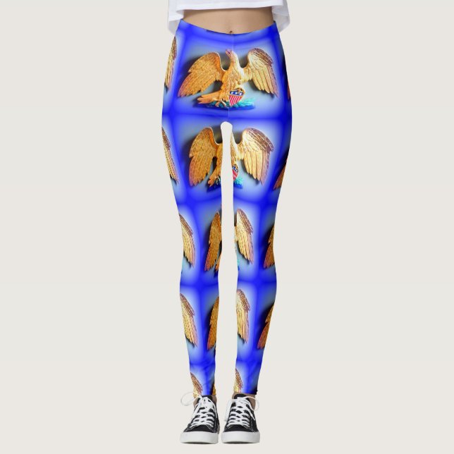 gold eagles blue leggings (Front)