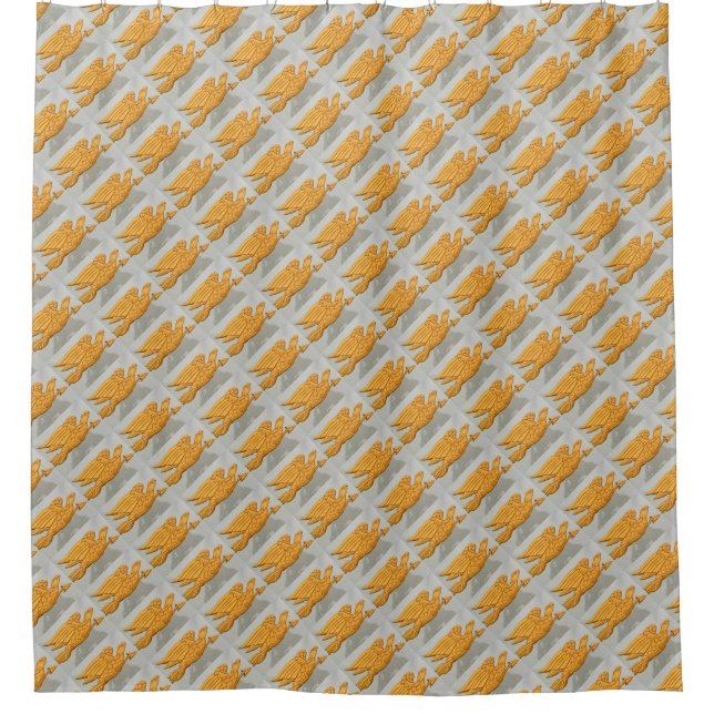 gold eagles flying pattern shower curtain (Front)