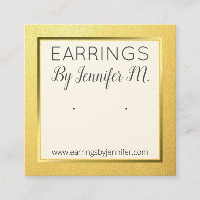 Gold Earring Display Card Holder Handmade Jeweller (Front)