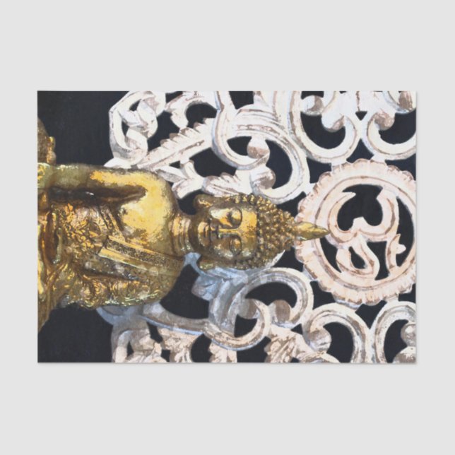 Gold Earth Buddha OM Aum Ajna Meditation Party Tissue Paper (Front)