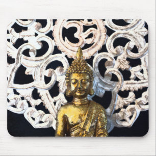 Gold Earth Buddha OM Aum Mantra Ajna Meditation Mouse Mat