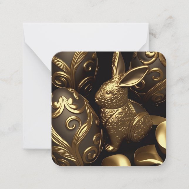 Gold Easter bunny greeting card (Front)
