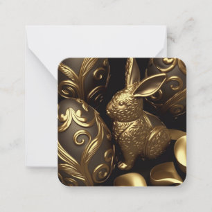 Gold Easter bunny greeting card