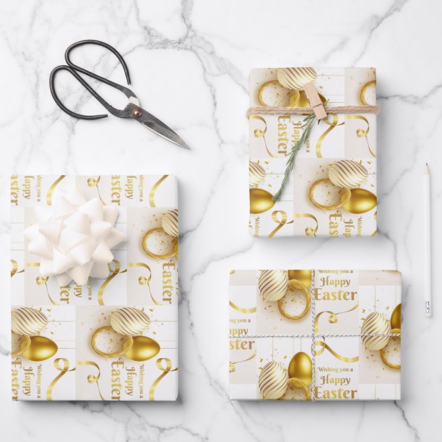 Gold Easter   Wrapping Paper Sheet (Front)