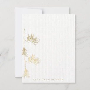 Gold Eastern Pine Needle Branch Note Card