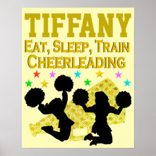 GOLD EAT, SLEEP, CHEER PERSONALIZED POSTER
