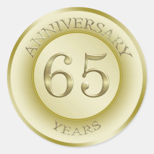 Gold effect 65th Wedding Anniversary Sticker