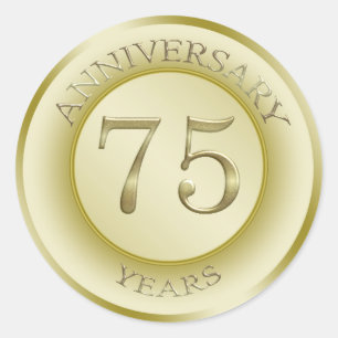 Gold effect 75th Wedding Anniversary Sticker