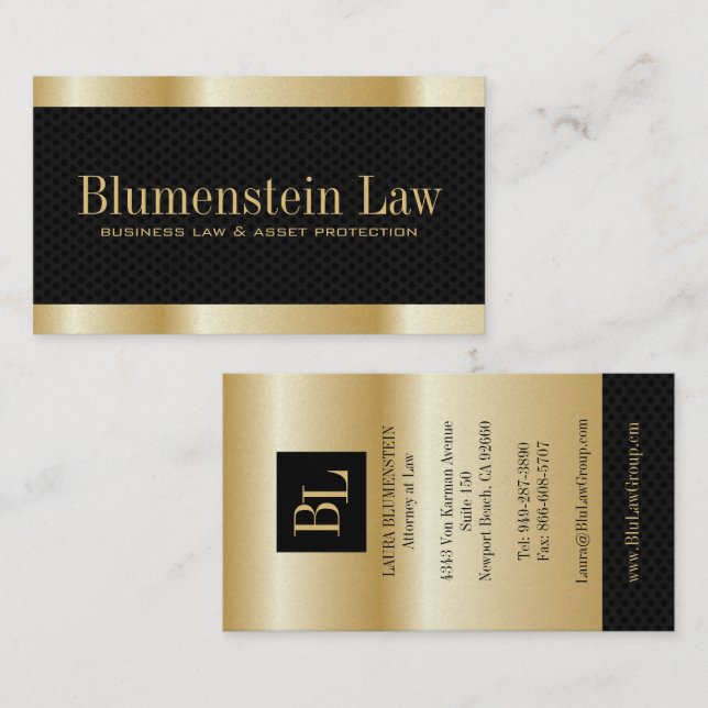 Gold "Effect" Attorney Business Cards (Front/Back)