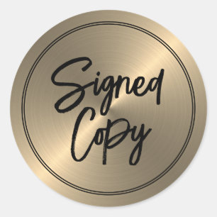 Gold Effect, Author's "Signed Copy" Book Signing Classic Round Sticker