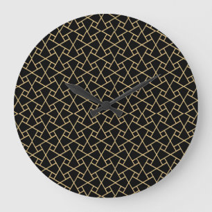 Gold-effect, Black Islamic Pattern Wall Clock