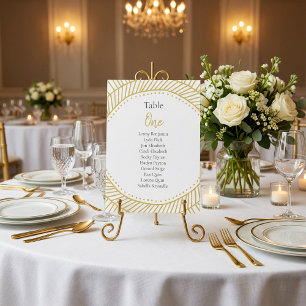 Gold effect circle art deco Table Number