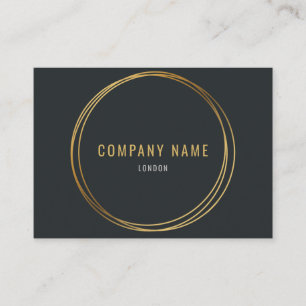 Gold effect, gold rings, dark grey bold text business card