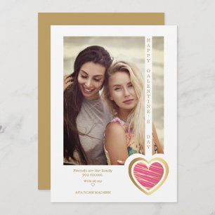 Gold Effect Hot Pink Heart Friend Happy Galentines