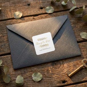 Gold effect leaves and branches change the date square sticker