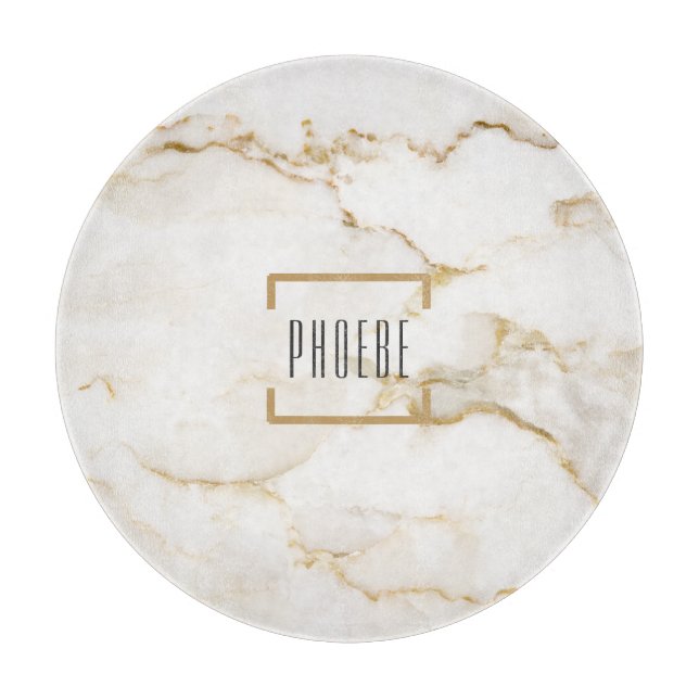 Gold Effect Marble Personalised Wedding Keepsake Cutting Board (Front)