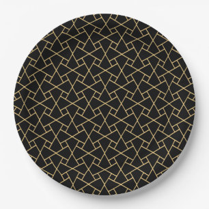 Gold-effect on Black Islamic Custom Paper Plates