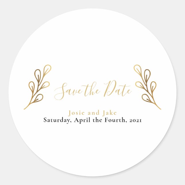 Gold effect petals Save the date envelope seal (Front)