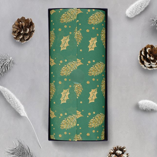 Gold Effect Pine Cones on Green Tissue Paper (Creator Uploaded)