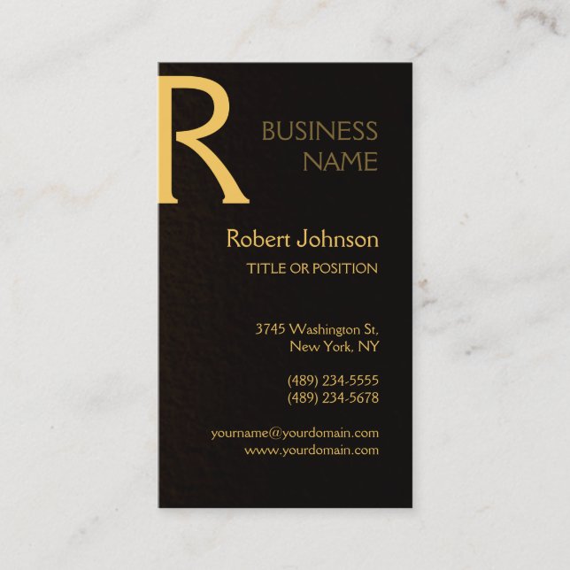 Gold Effect Professional Monogram Business Card (Front)