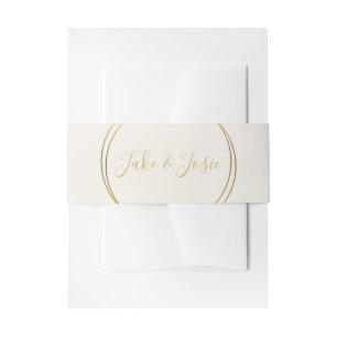 Gold effect, rings and names invitation belly band