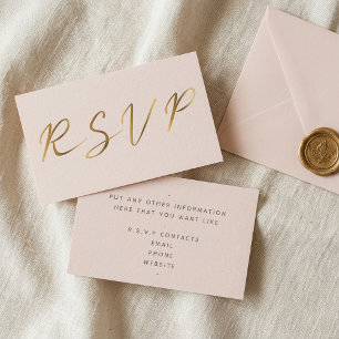 Gold effect script, RSVP bridal pink Enclosure Card