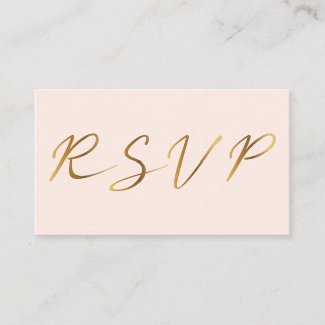 Gold effect script, RSVP bridal pink Enclosure Card (Front)