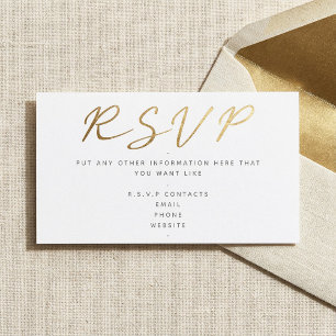 Gold effect script, RSVP white Enclosure Card