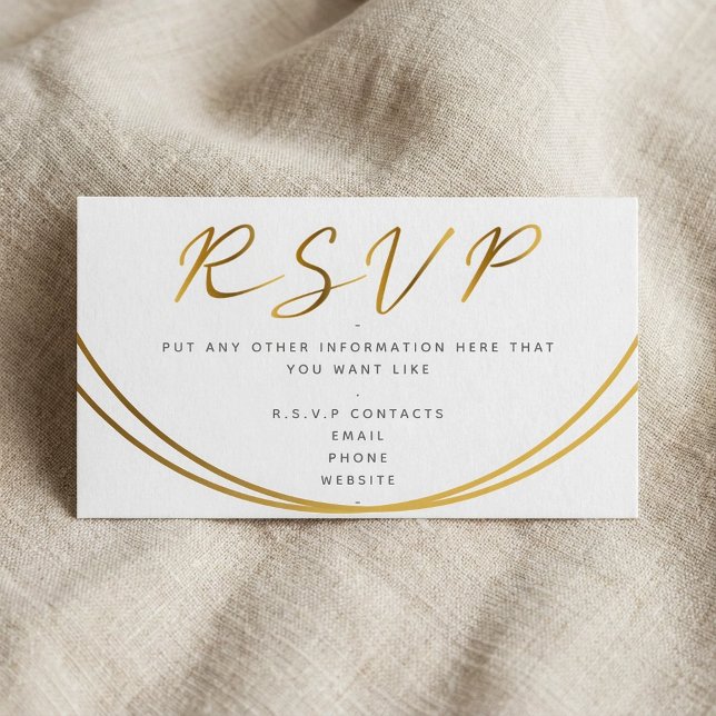 Gold effect script, RSVP white Enclosure Card (Gold effect elegant script, RSVP white Enclosure Card.)