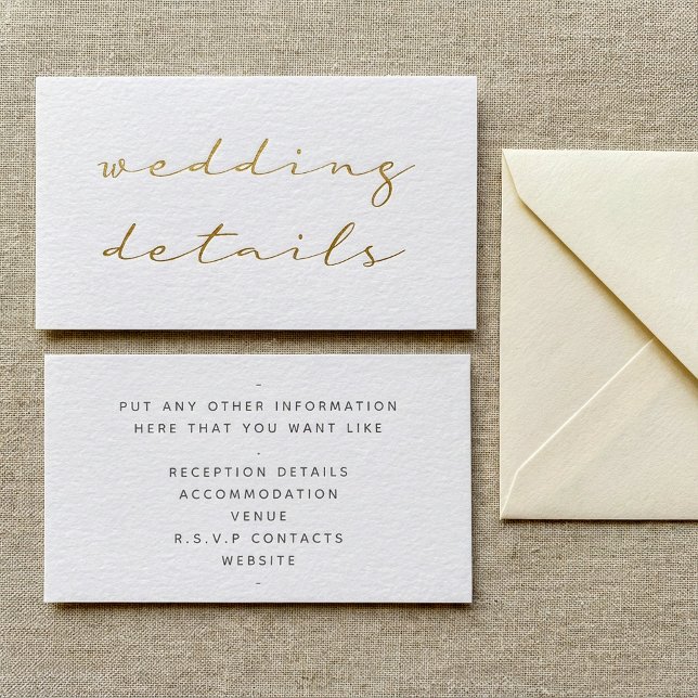Gold effect script, the details white enclosure card (Gold effect script, the details white enclosure card.)