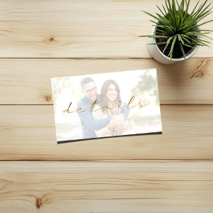 Gold effect script, your photo wedding details enclosure card