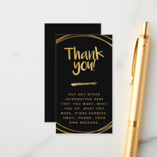 Gold effect, thank you insert card social links