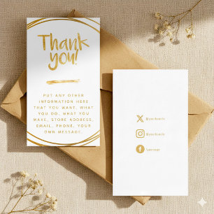 Gold effect, thank you insert card social links