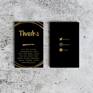 Gold effect, thank you insert card social links