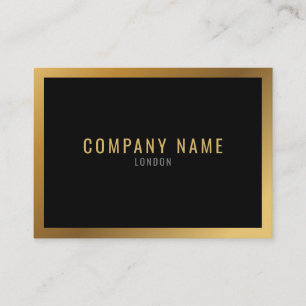 Gold effect, thick gold border black background business card