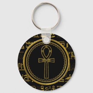 Gold Egyptian Ankh Cross symbol Key Ring