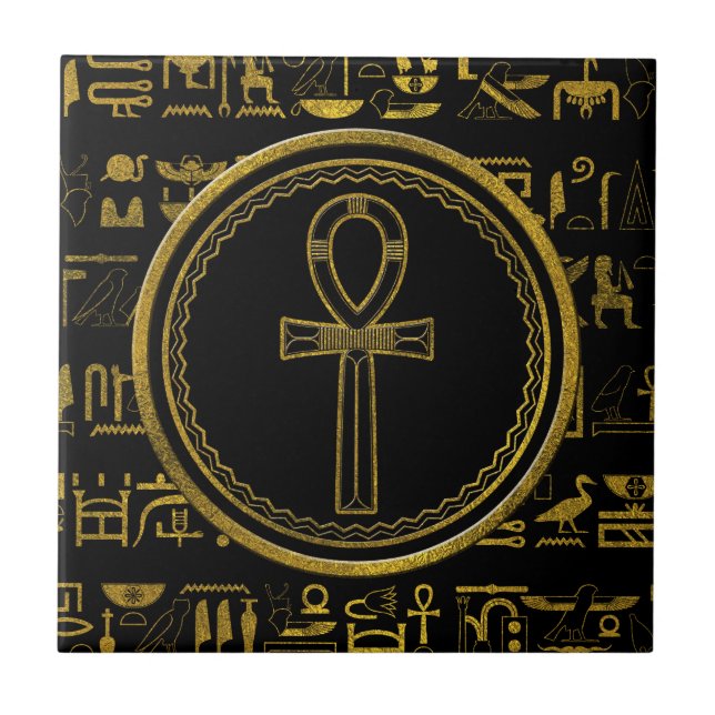 Gold Egyptian Ankh Cross symbol Tile (Front)