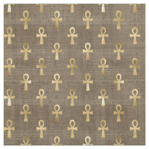 Gold Egyptian Ankh on Brown Fabric