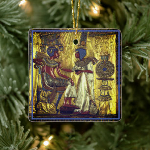 Gold Egyptian Characters on a Ceramic Ornament