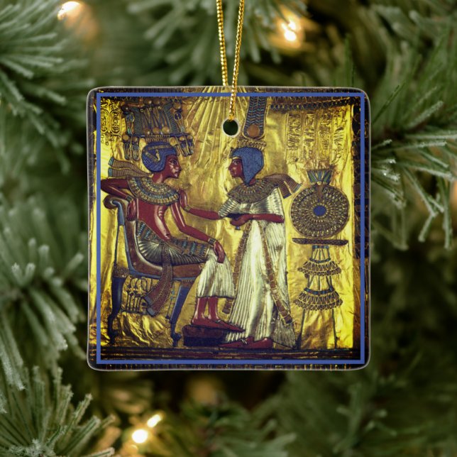Gold Egyptian Characters on a Ceramic Ornament (Tree)