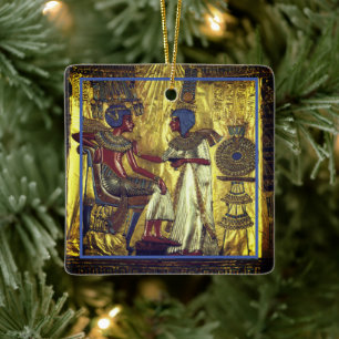 Gold Egyptian Characters on a Ceramic Ornament