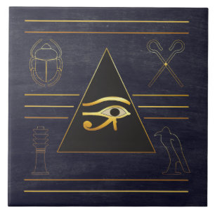 Gold Egyptian Eye Ceramic Tile