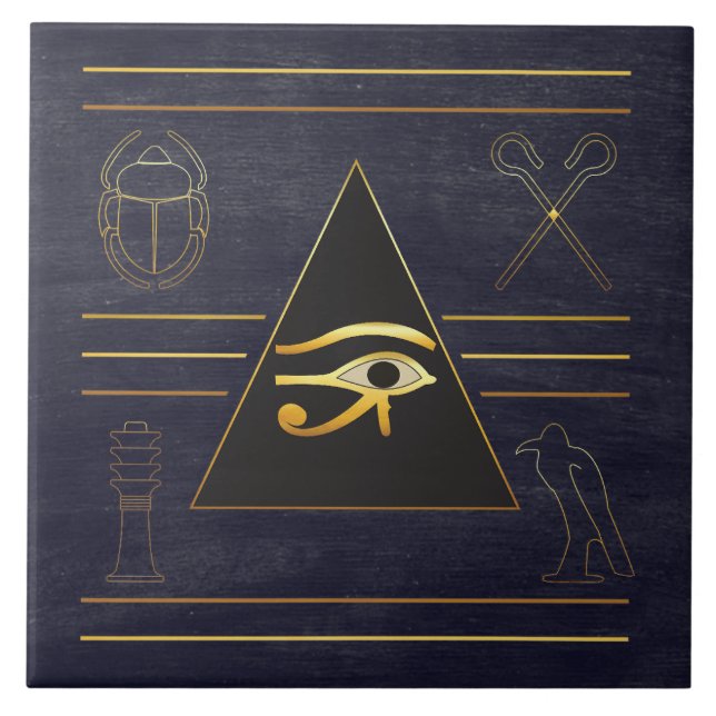 Gold Egyptian Eye Ceramic Tile (Front)