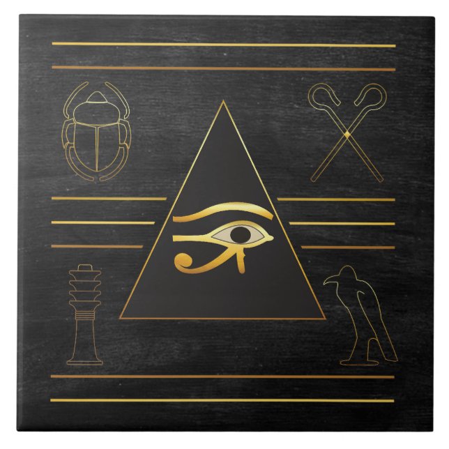 Gold Egyptian Eye Ceramic Tile (Front)