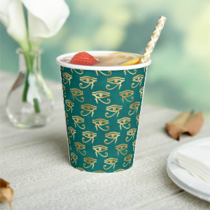 Gold Egyptian Eye of Horus Pattern Paper Cups