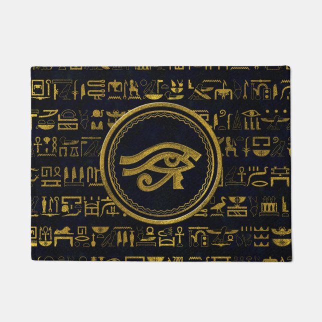 Gold Egyptian Eye of Horus - Wadjet Doormat (Front)