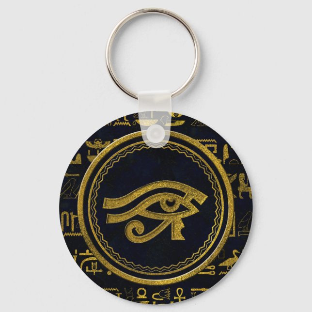 Gold Egyptian Eye of Horus - Wadjet Key Ring (Front)