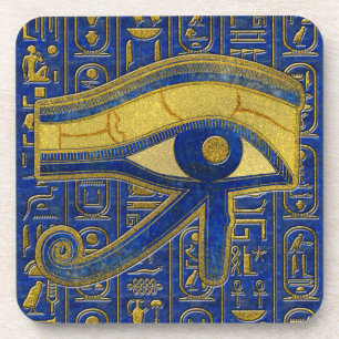 Gold Egyptian Eye of Horus - Wadjet Lapis Lazuli Coaster