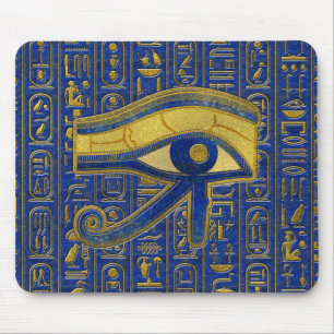 Gold Egyptian Eye of Horus - Wadjet Lapis Lazuli Mouse Mat