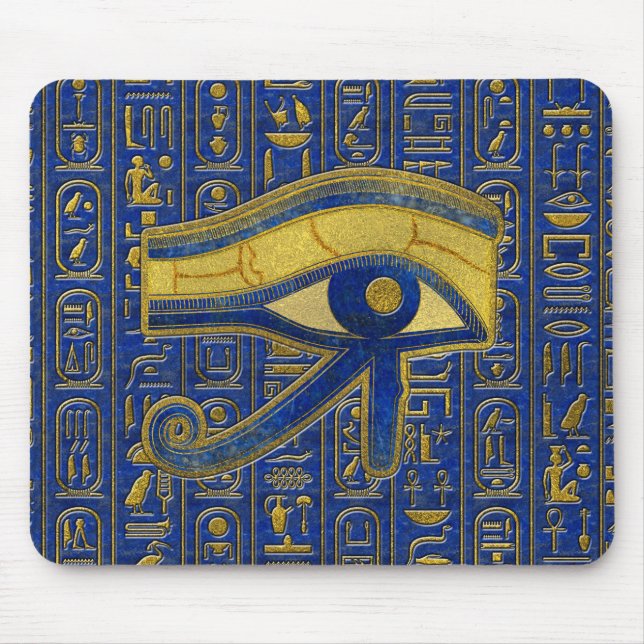 Gold Egyptian Eye of Horus - Wadjet Lapis Lazuli Mouse Mat (Front)